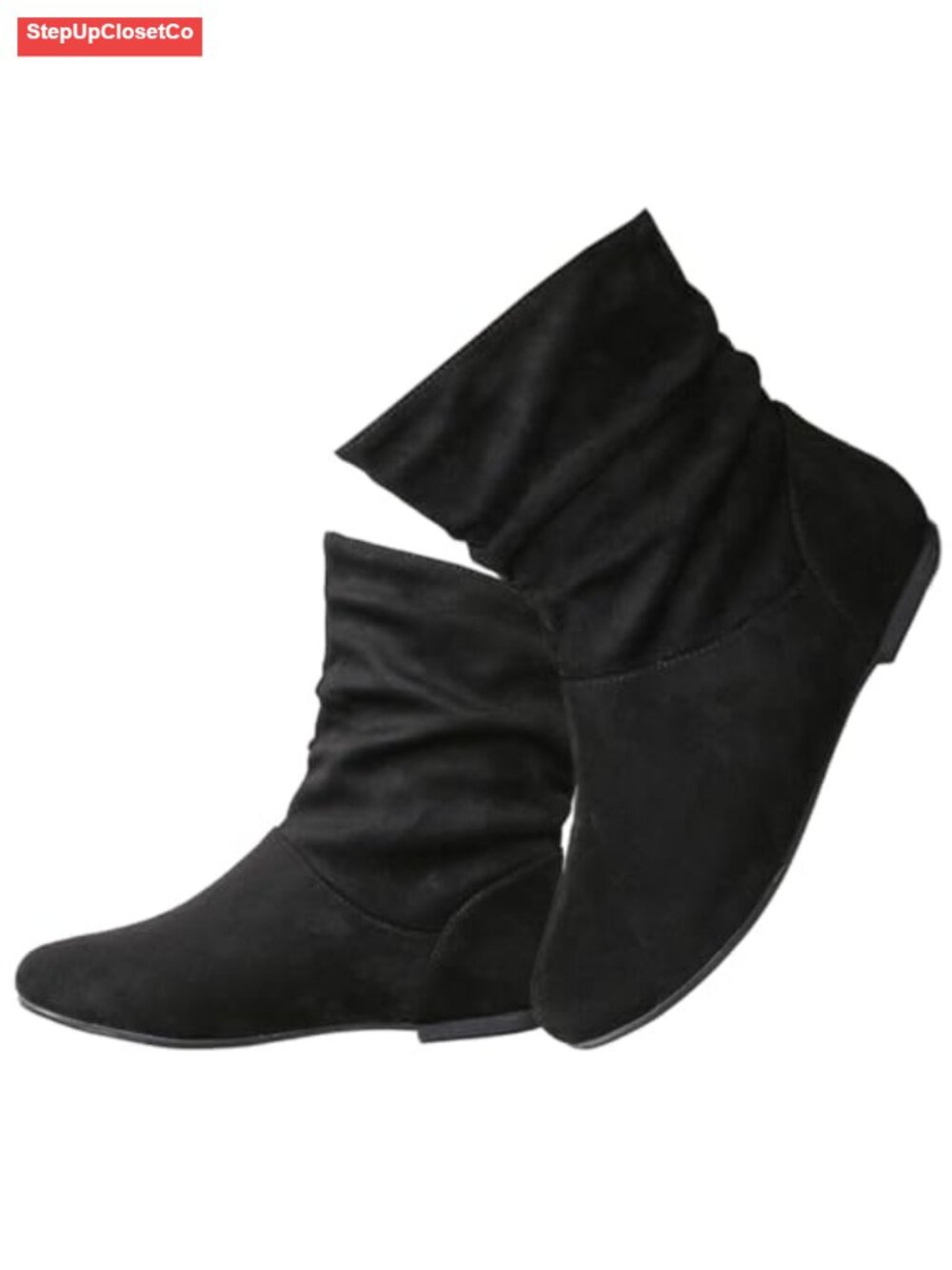 Slouchy Ankle Boots for Women Flat Heel Pull On Round Toe Casual Fall Booties